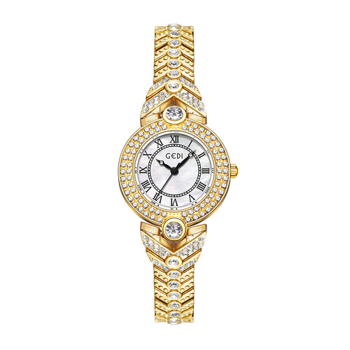 Vintage Full Diamond Shell Dial Women's Watch