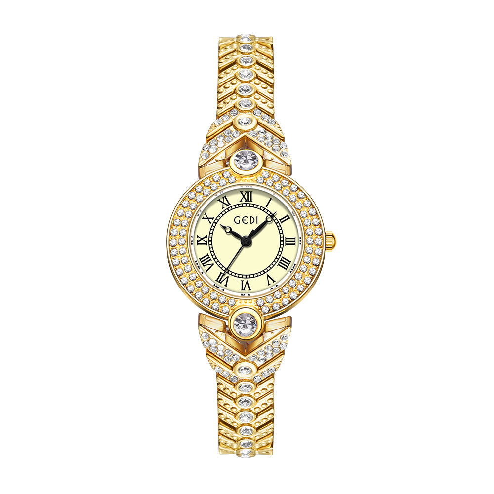 Vintage Full Diamond Shell Dial Women's Watch